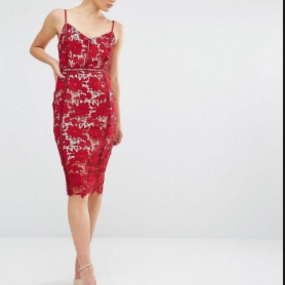 red lace dress new look
